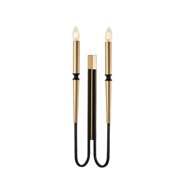 Opviq Lámpara de Pared de Metal Negra con 2 Casquillos E14